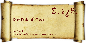 Duffek Éva névjegykártya